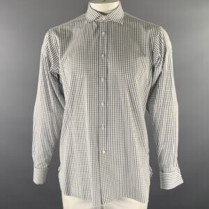 RALPH LAUREN Size XL White Black Blue Check Cotton Long Sleeve Shirt